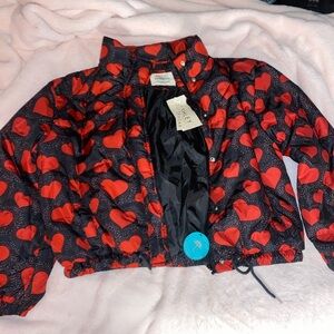 Heart Valentines day Puffer rain proof Jacket Ashley Outwear Size XL red&black❣️